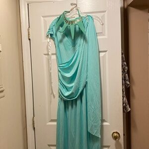 Chic One-Shoulder Aqua Dress